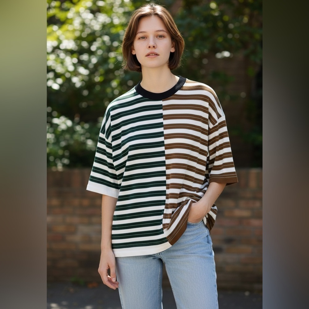 Unisex Zara Unique Striped Dual Fabric Shirt